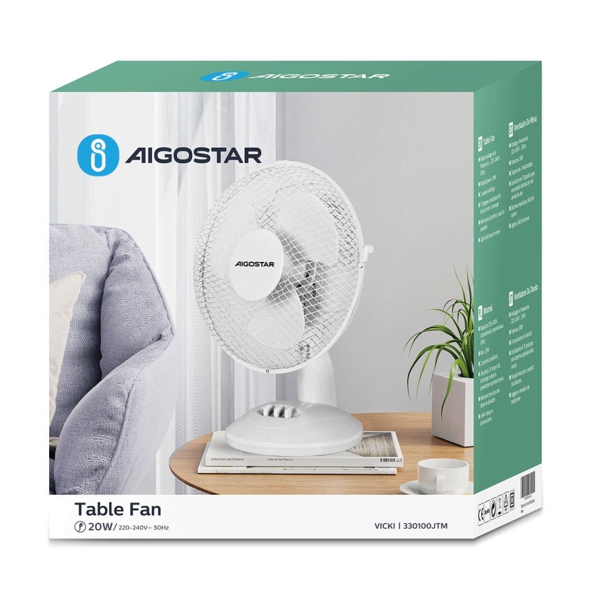 Aigostar - Stalinis ventiliatorius 20W/230V balta