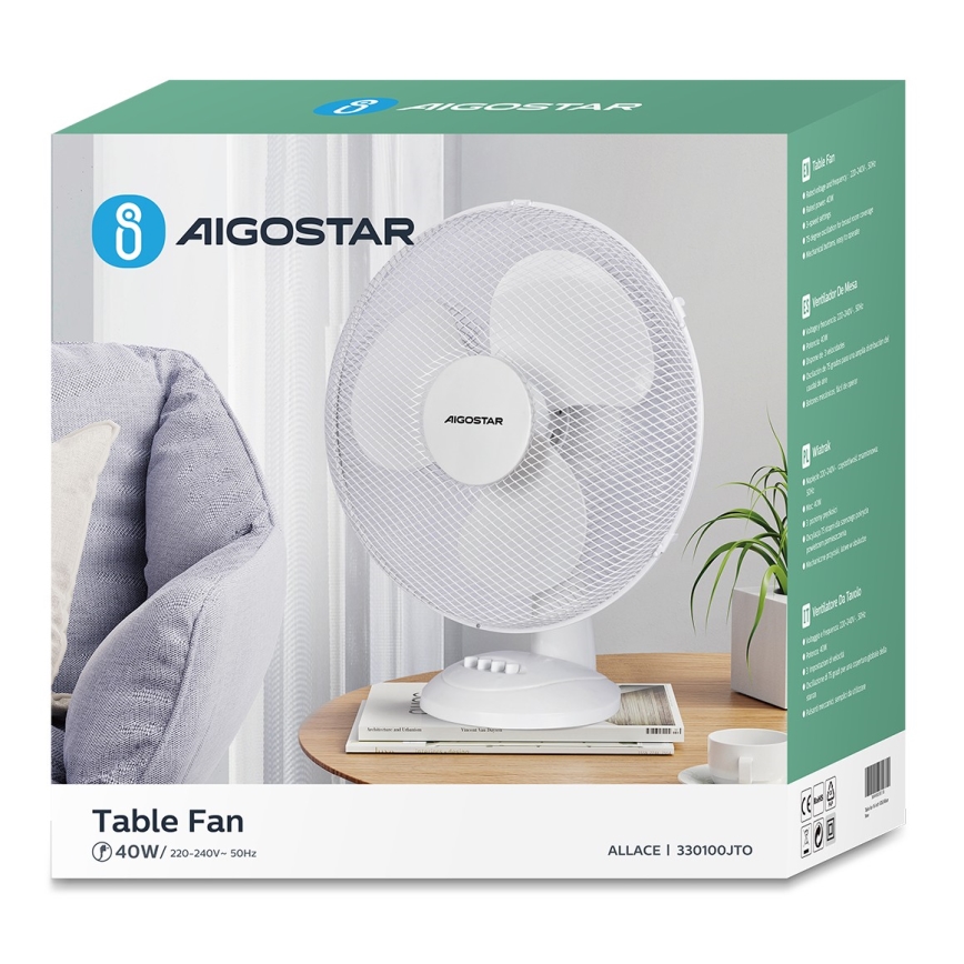 Aigostar - Stalinis ventiliatorius 40W/230V baltas