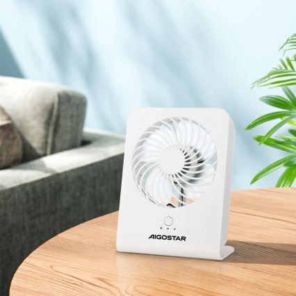 Aigostar - Stalinis ventiliatorius 5W/5V balta