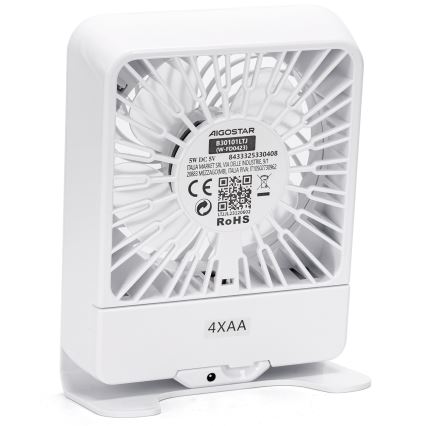 Aigostar - Stalinis ventiliatorius 5W/5V balta