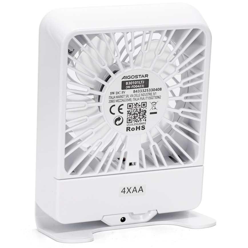 Aigostar - Stalinis ventiliatorius 5W/5V balta