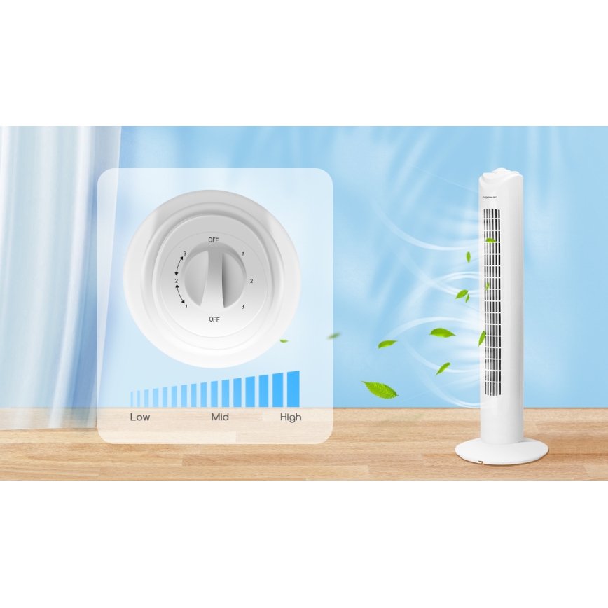 Aigostar - Stovimas ventiliatorius 45W/230V balta