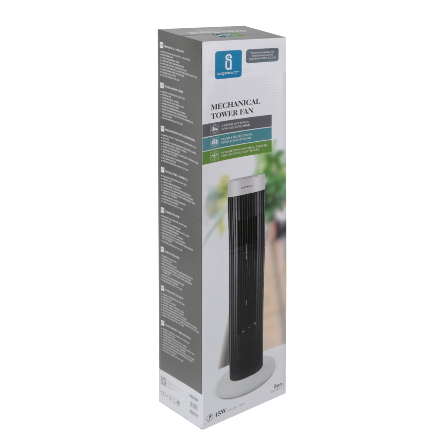 Aigostar - Stovimas ventiliatorius 45W/230V juoda/balta