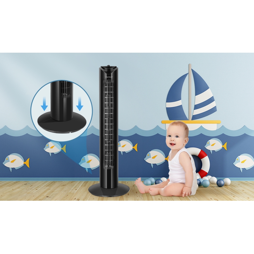 Aigostar - Stovimas ventiliatorius 45W/230V juoda