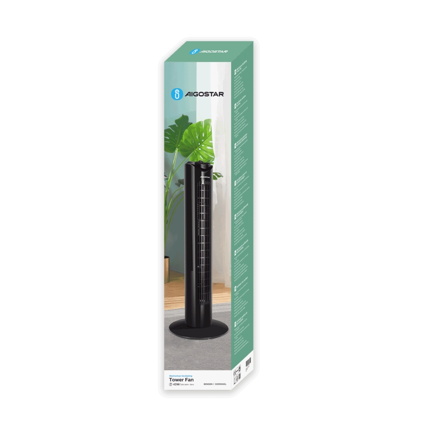 Aigostar - Stovimas ventiliatorius 45W/230V juoda