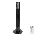 Aigostar - Stovimas ventiliatorius 50W/230V juoda Wi-Fi + nuotolinio valdymo pultas