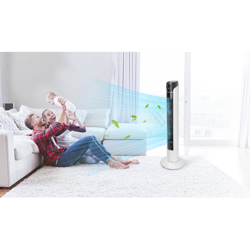 Aigostar - Stovimas ventiliatorius 50W/230V juodas/baltas + nuotolinio valdymo pultas