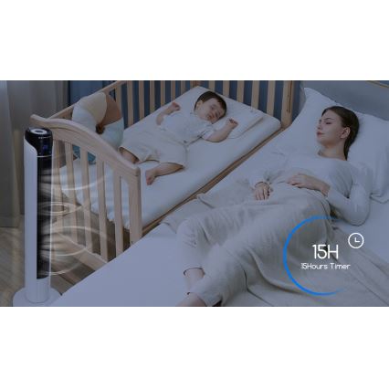 Aigostar - Stovimas ventiliatorius 50W/230V juodas/baltas + nuotolinio valdymo pultas