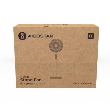 Aigostar - Pastatomas ventiliatorius 2 viename 45 W/230 V 110 cm baltas