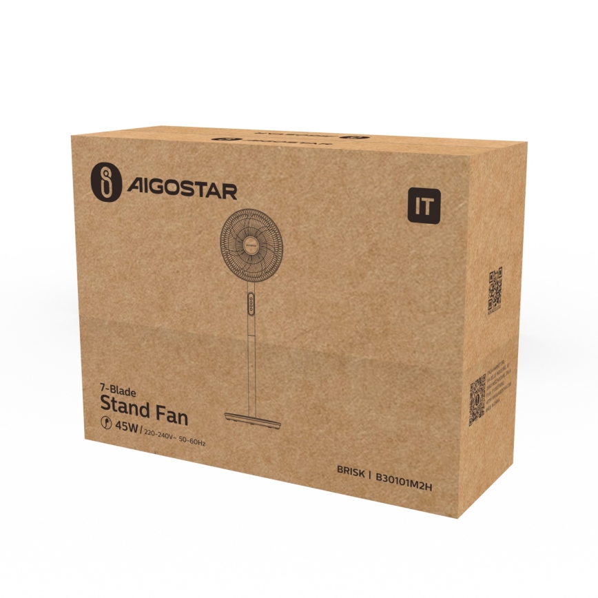 Aigostar - Pastatomas ventiliatorius 2 viename 45 W/230 V 110 cm baltas