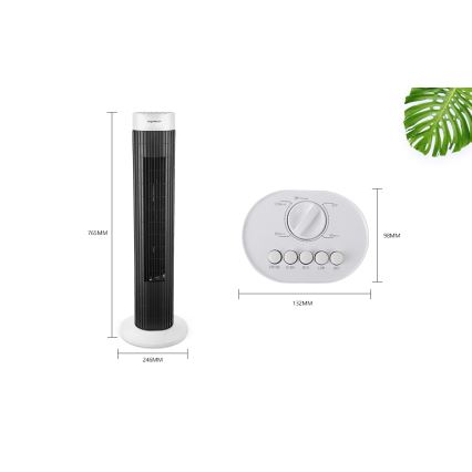 Aigostar - Stulpinis ventiliatorius 45W/230V juodas/baltas