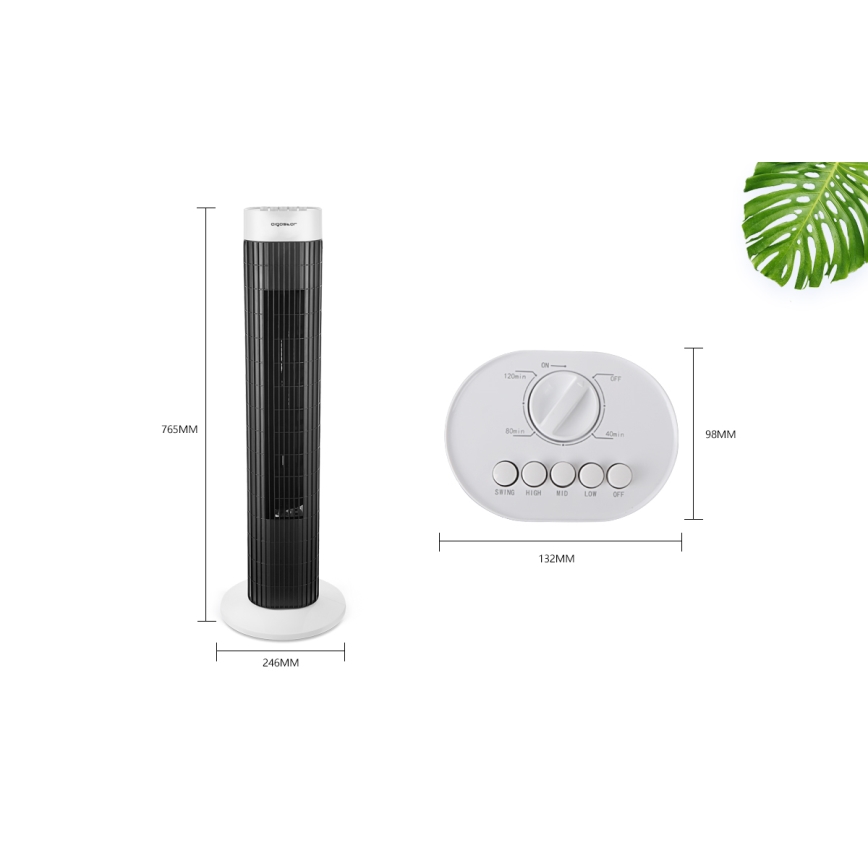 Aigostar - Stulpinis ventiliatorius 45W/230V juodas/baltas