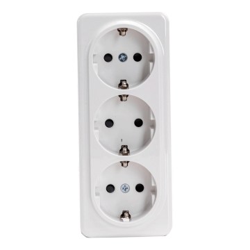 Aigostar - Triguba sieninė SCHUKO rozetė 250V balta