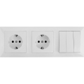 Aigostar - Trigubas jungiklis Nr. 3 ir 2x SCHUKO lizdas 230 V su rėmeliu, baltas
