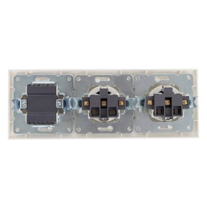 Aigostar - Trigubas jungiklis Nr. 3 ir 2x SCHUKO lizdas 230 V su rėmeliu, baltas