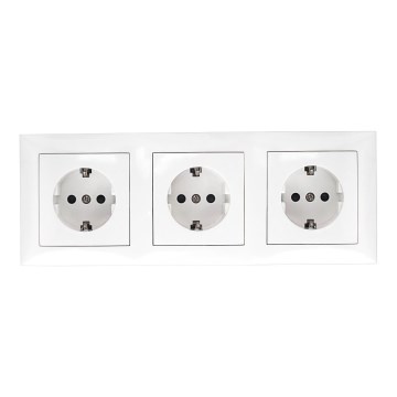 Aigostar - Trigubas namų lizdas su SCHUKO rėmeliu, 230 V, baltas