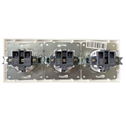 Aigostar - Trigubas namų lizdas su SCHUKO rėmeliu, 230 V, baltas