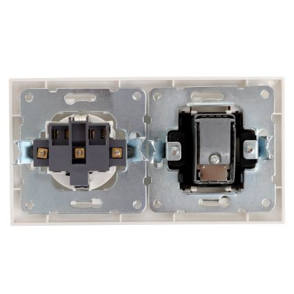 Aigostar - TV lizdas ir SCHUKO 230V lizdas su rėmeliu, baltas