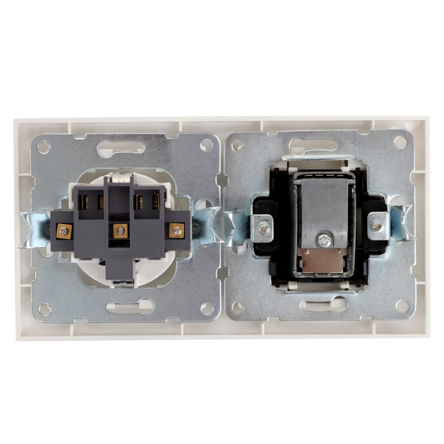 Aigostar - TV lizdas ir SCHUKO 230V lizdas su rėmeliu, baltas