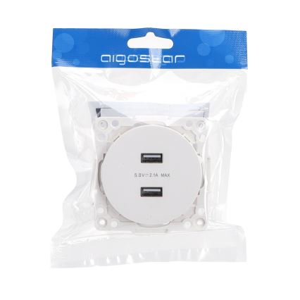 Aigostar - USB maitinimo lizdas be rėmelio 2x USB-A baltas