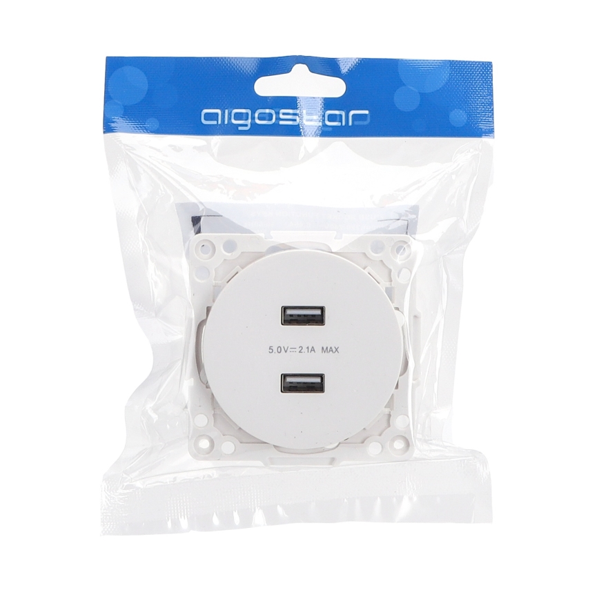 Aigostar - USB maitinimo lizdas be rėmelio 2x USB-A baltas