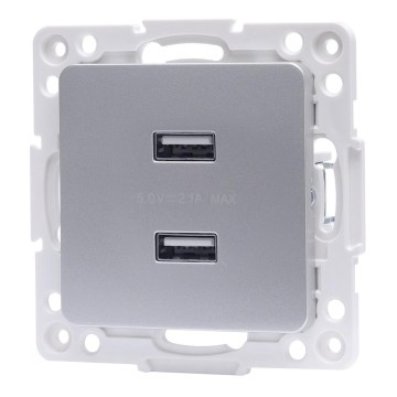 Aigostar - USB maitinimo lizdas be rėmelio 2x USB-A sidabrinis