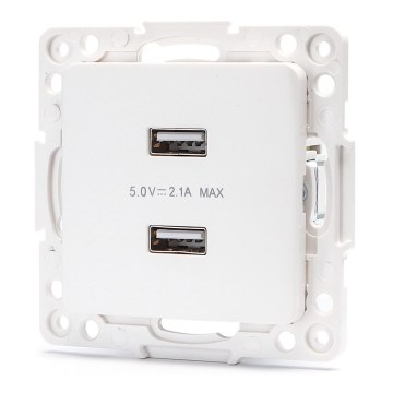 Aigostar - USB maitinimo lizdas be rėmo, 2x USB‑A, baltas