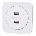 Aigostar - USB maitinimo lizdas su rėmeliu, 2x USB-A, baltas