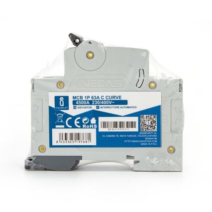 Aigostar - Vienfazis automatinis išjungiklis 1P-63A-C 230-400V