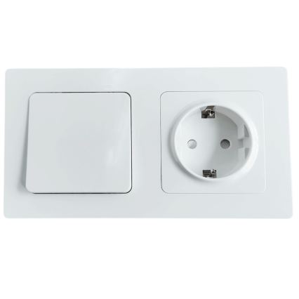 Aigostar - Vieno mygtuko jungiklis Nr. 1 ir SCHUKO lizdas 250V su rėmeliu, baltas