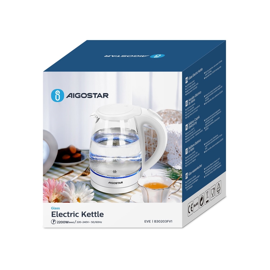 Aigostar - Virdulys 1,7l 2200W/230V balta