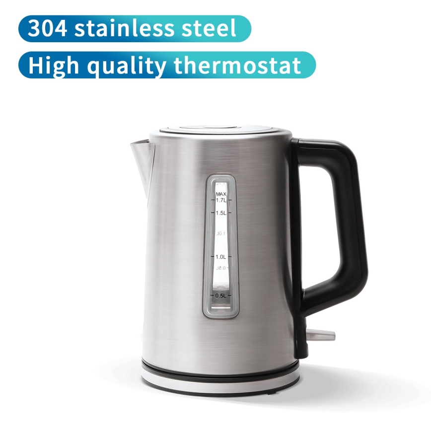 Aigostar - Virdulys 1,7l 2200W/230V matinis chromas