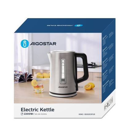 Aigostar - Virdulys 1,7l 2200W/230V matinis chromas