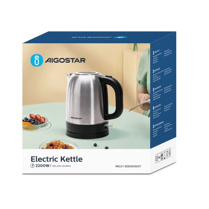 Aigostar - Virdulys 1,7l 2200W/230V matinis chromas