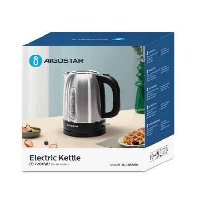 Aigostar - Virdulys 1,7l 2200W/230V matinis chromas