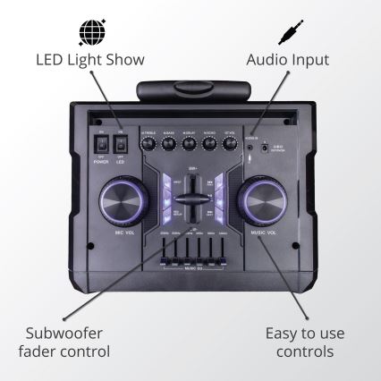 AKAI ABTS-112 - Belaidis garsiakalbis 300W/230V 7000 mAh + nuotolinio valdymo pultas