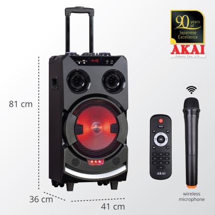 AKAI ABTS-112 - Belaidis garsiakalbis 300W/230V 7000 mAh + nuotolinio valdymo pultas