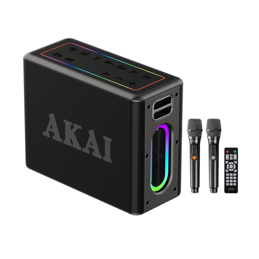 AKAI ABTSW-120 - Belaidis garsiakalbis su dviem mikrofonais 80W/4000 mAh IPX6