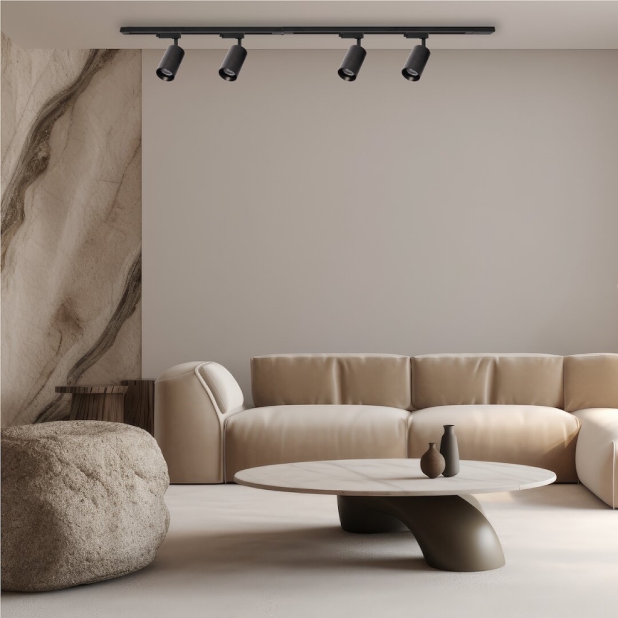 Akcentinis apšvietimas 1-fazės bėgių sistemai PIPE 1xGU10/10W/230V juoda