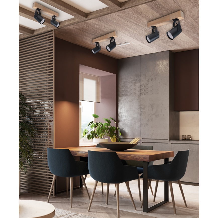 Akcentinis apšvietimas 2xGU10/50W/230V bukas/juoda
