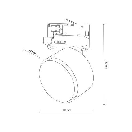 Akcentinis apšvietimas 3 fazių bėgių sistemai TRACER 1xGX53/11W/230V juoda