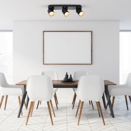 Akcentinis apšvietimas ANDY 3xGU10/8W/230V juoda/auksas