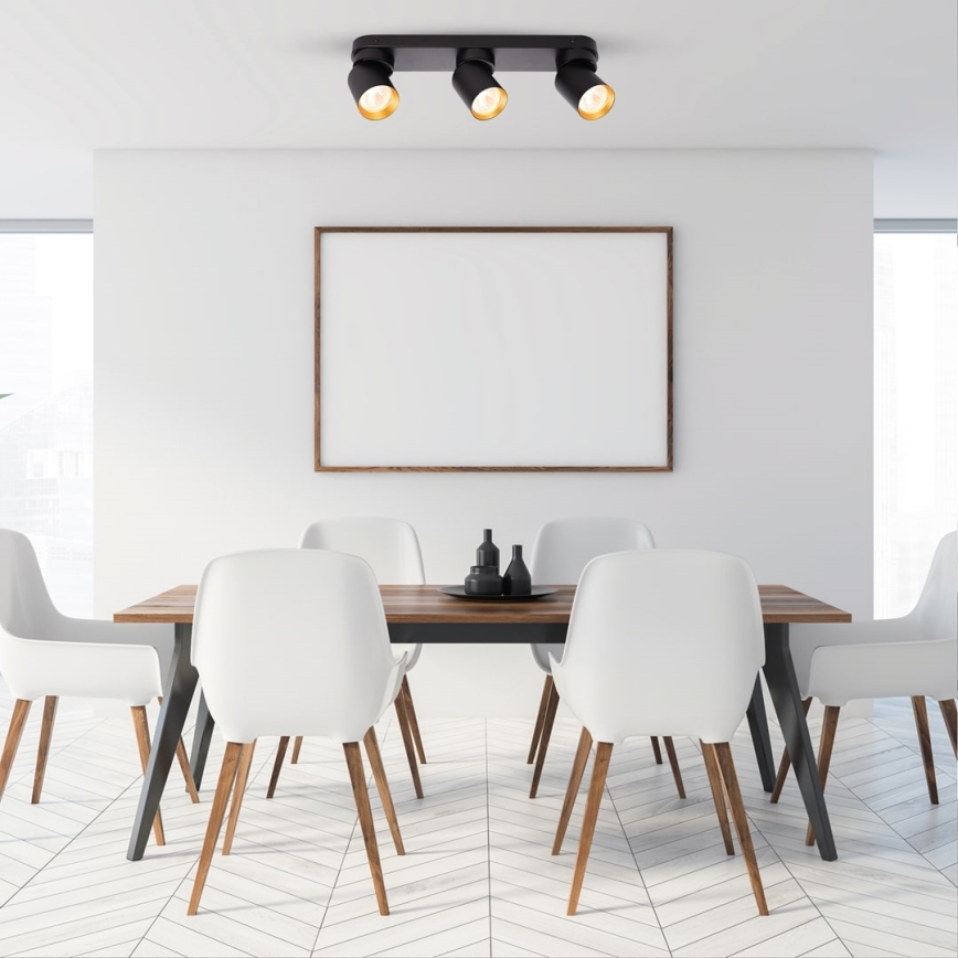Akcentinis apšvietimas ANDY 3xGU10/8W/230V juoda/auksas