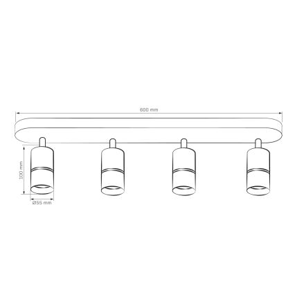 Akcentinis apšvietimas BAMBOO 4xGU10/10W/230V juoda