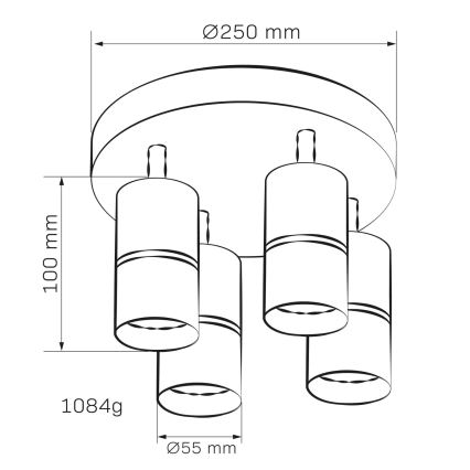 Akcentinis apšvietimas BAMBOO 4xGU10/10W/230V juoda