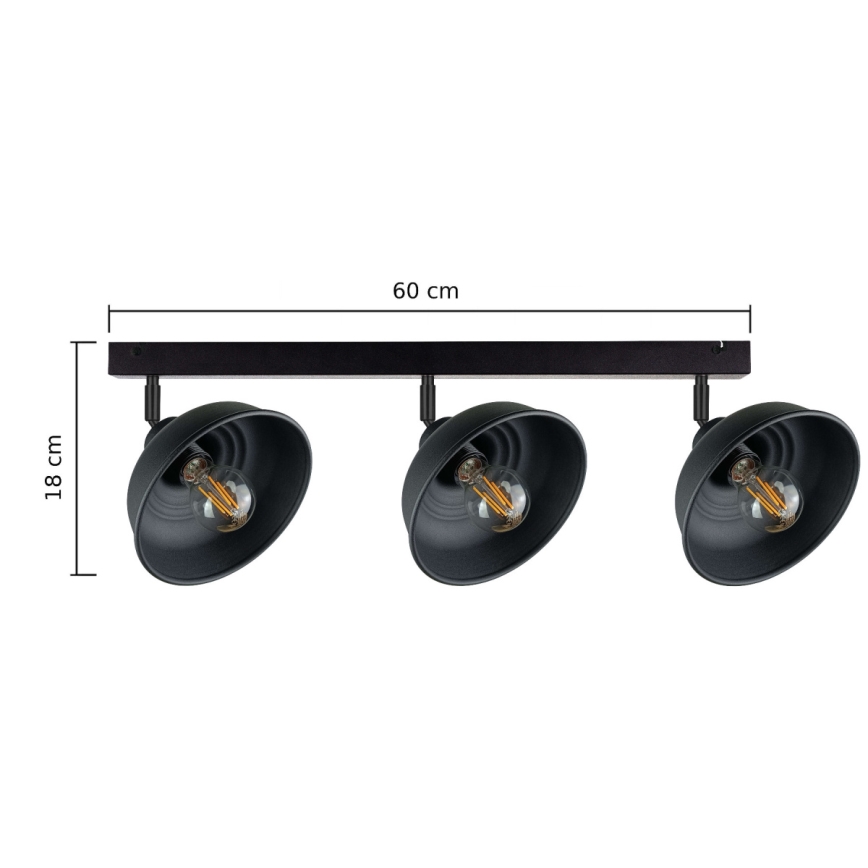 Akcentinis apšvietimas FAUN 3xE27/60W/230V juoda