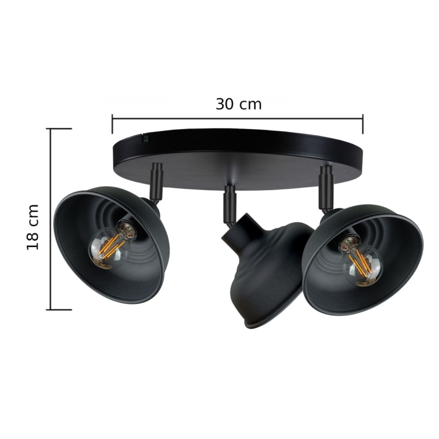 Akcentinis apšvietimas FAUN 3xE27/60W/230V juoda