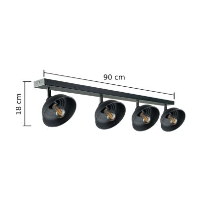 Akcentinis apšvietimas FAUN 4xE27/60W/230V juoda