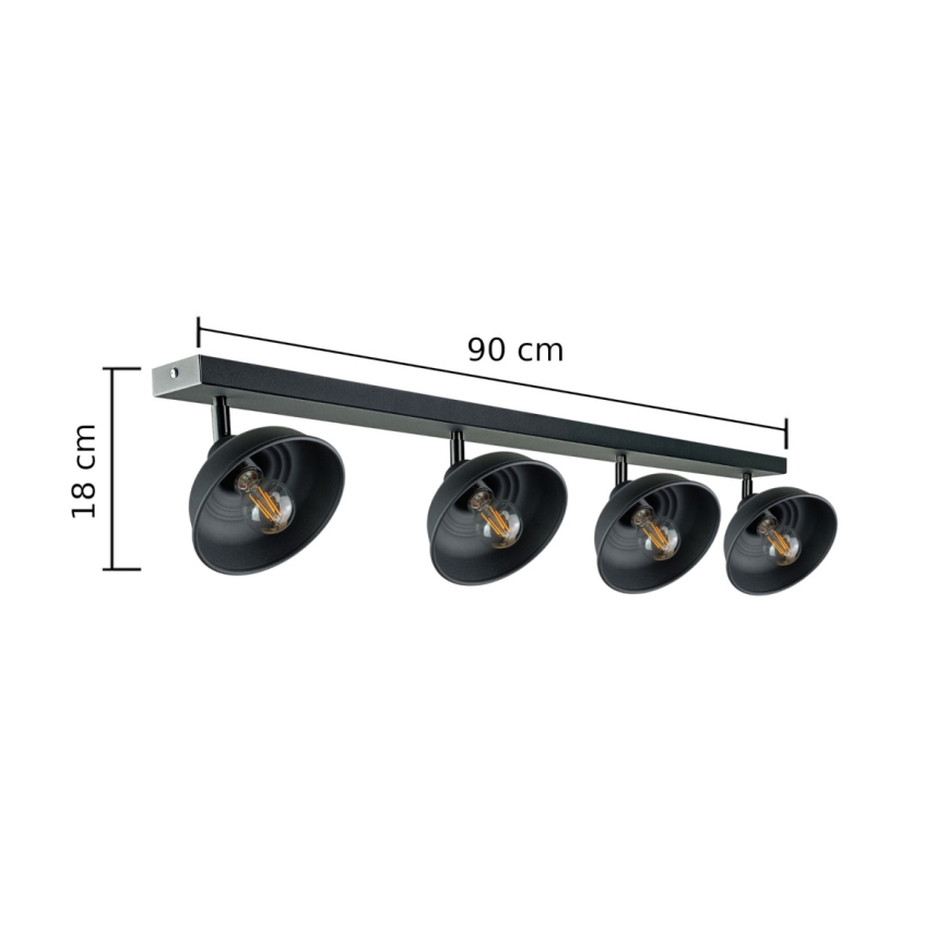 Akcentinis apšvietimas FAUN 4xE27/60W/230V juoda
