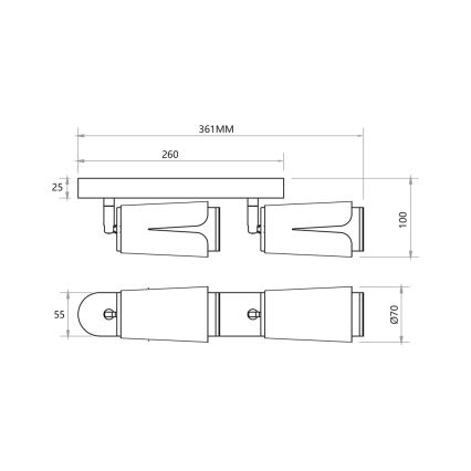 Akcentinis apšvietimas gėlė 2xGU10/8W/230V juoda